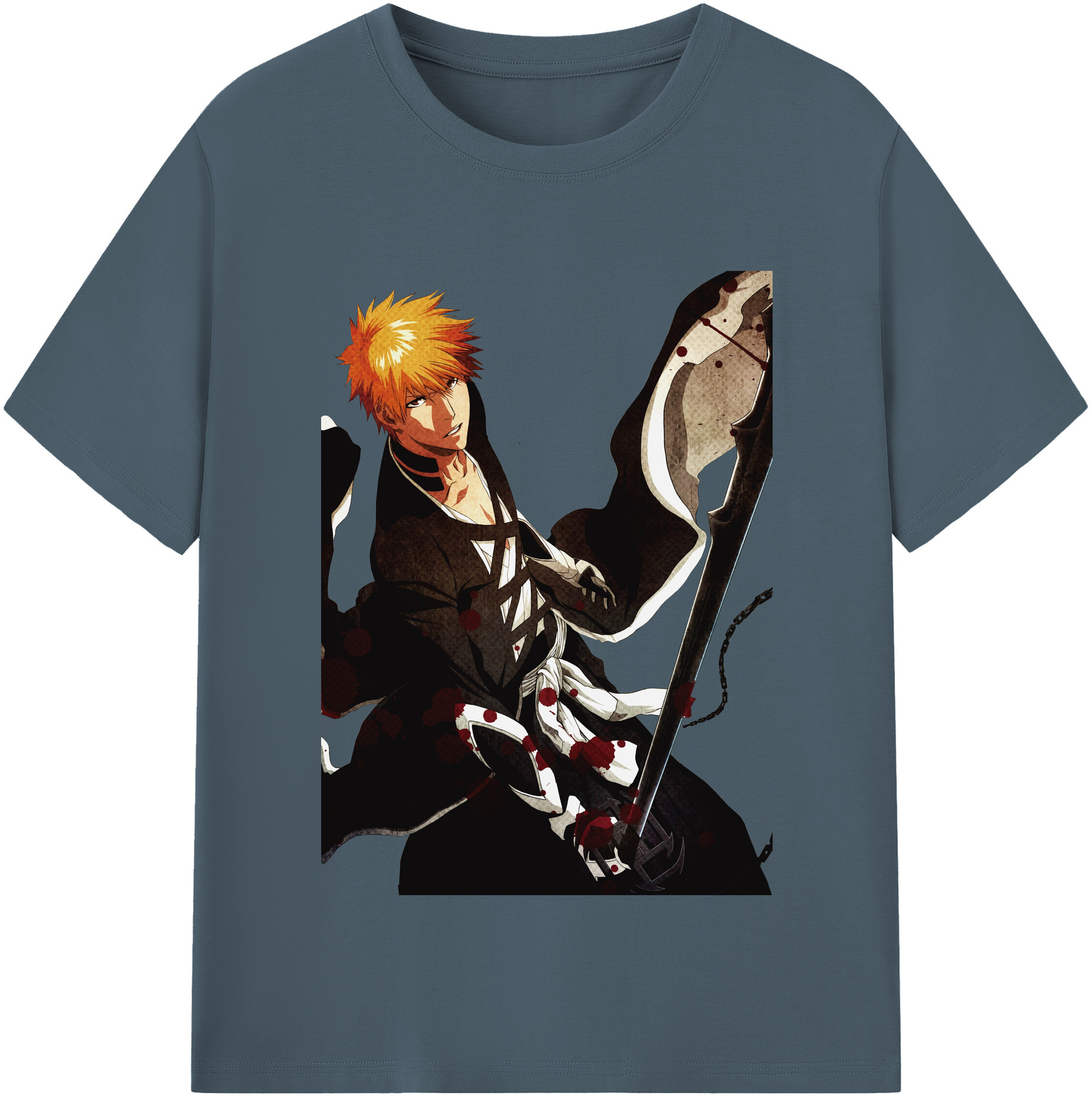 （画像用） ブリーチ 黒崎一護（くろさき いちご）BLEACH Kurosaki Ichigo 綿100％半袖Tシャツ（フロントプリント）